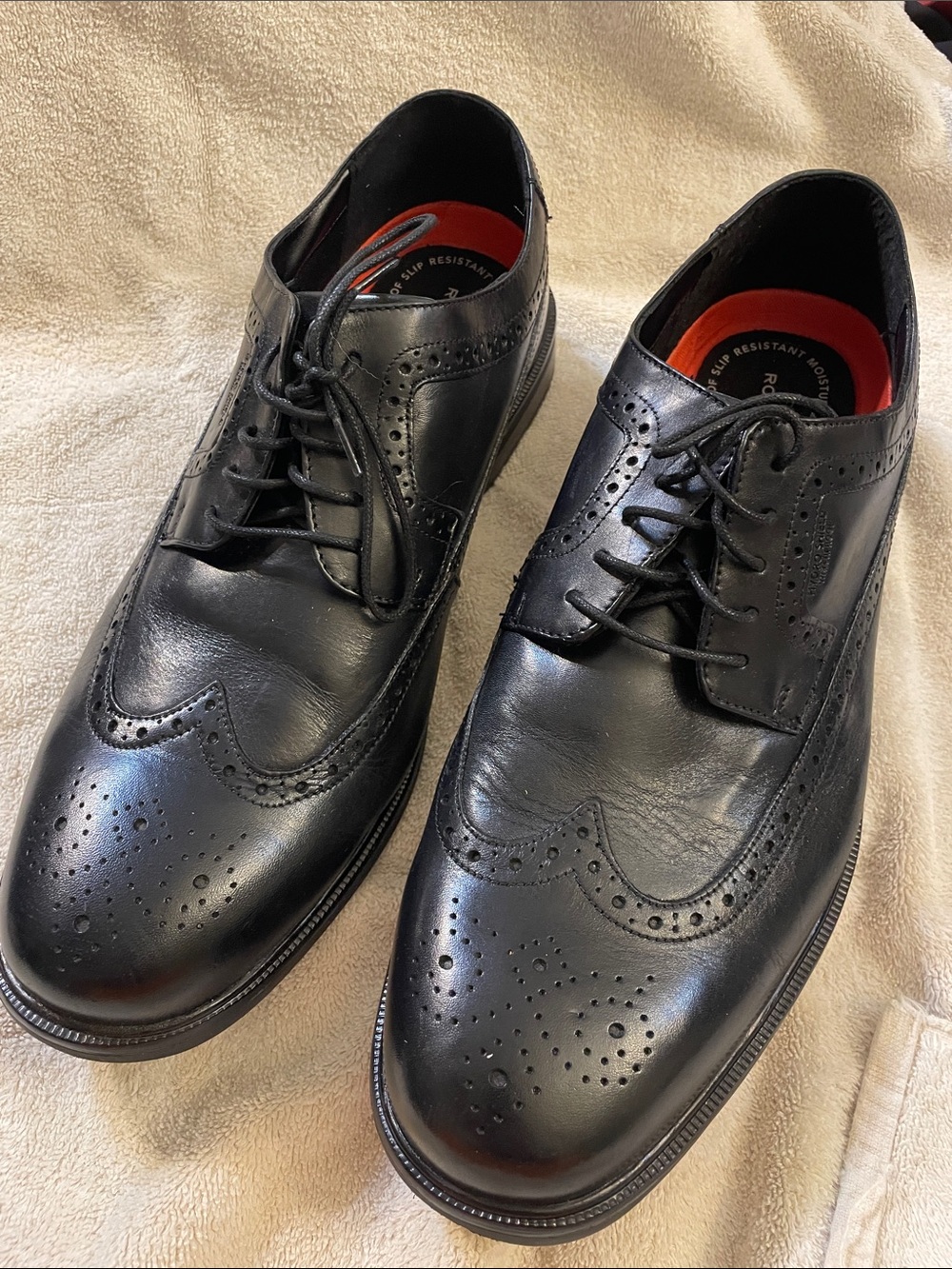 Rockport Black Wingtip Brogue Lace-Up Oxfords